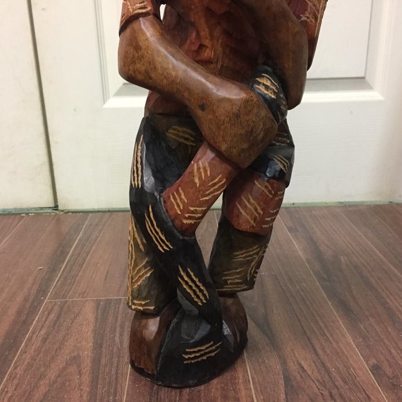 24" Hand Carved and Painted Working Man Wooden Statue Figure - Picture 5 of 11